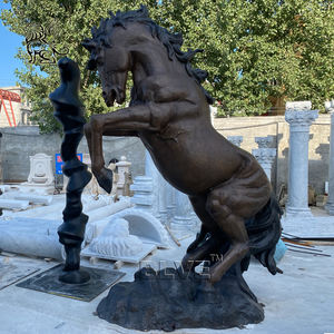 Décoration de jardin moderne grandeur nature en métal Art cuivre noir Sculpture animale Bronze Statues de cheval sautant à vendre - Product Image 6