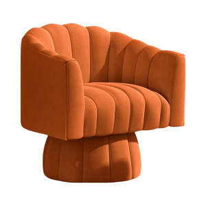 Milieu du siècle moderne salon canapé baril chaise 360 degrés pivotant Accent chaise moelleux velours tissu pour la maison salon chambre - Product Image 1