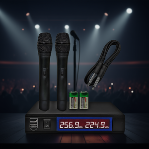 5 Core Dual Channel Vhf Wireless <b>Microphone</b> System With Receiver And Hand Mic For Stage Use - Product Image 2