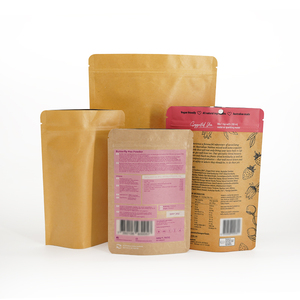 Bolsa de Papel Kraft Ecológica con Cierre Hermético y Ventana Transparente para Proteína en Polvo, Impresa Digitalmente y Personalizada - Product Image 4