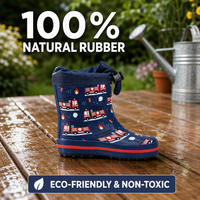 Chaussures imperméables pour enfants avec impression de camion de pompiers et logo personnalisé, certifiées CE, 100% caoutchouc naturel, bottes de pluie pour garçons en bas âge, école