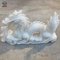 Bon Symbole Statues de Dragon Chinois en Marbre Blanc Décoratif de Haute Qualité
