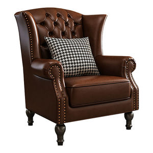 Sillón Moderno de Madera Maciza con Tapicería de Cuero Marrón y Función Reclinable para Muebles de Hogar, Apartamentos, Hoteles y Salas de Estar - Product Image 5