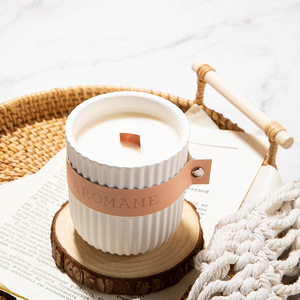 AIKUN Luxury Ceramic Jar Scented <b>Candle</b> Aroma <b>Candle</b> Home Decoration Thanksgiving Diwali Gift Soy Wax Wood <b>Wick</b> <b>Candles</b> - Product Image 1