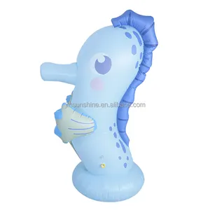 New Summer Backyard Splash Toy blue inflatable sea horse splash and sprinkler for kids