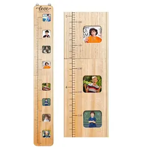 Wood Growth Chart Picture Frames Boho Wooden Height Measurement Ruler Milestone Markers Foldable Height Chart