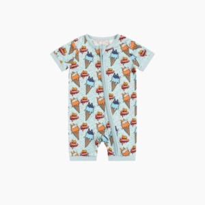 Pijama de Bebé Miozing para el Día de la Independencia, Diseño Personalizado, Color Azul Helado, Ropa de Dormir de Bambú y Rayón - Product Image 2