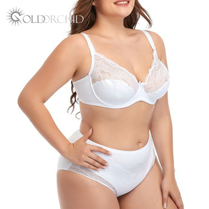 Completo Intimo Sexy in <span class=keywords><strong>Pizzo</strong></span> con Fiocco, <span class=keywords><strong>Reggiseno</strong></span> a Coppa Piena Traspirante a Vita Alta e Slip Coordinato con Logo in Vita, <span class=keywords><strong>Taglie</strong></span> <span class=keywords><strong>Forti</strong></span>, per Uso Quotidiano - Vendita all'Ingrosso - Product Image 4