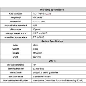 Rastreo de animales Rfid Identificación de animales 134,2 Khz LF NFC Microchip de animales para mascotas Jeringa veterinaria - Product Image 3