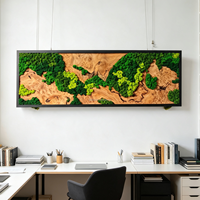 Décoration murale en mousse taille unique avec bois naturel et mousse, pour la maison, verdure rustique, cadre en mousse et bois d'olivier