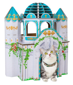 Casa <span class=keywords><strong>para</strong></span> <span class=keywords><strong>Gatos</strong></span> <span class=keywords><strong>de</strong></span> Cartón Corrugado, Diseño <span class=keywords><strong>de</strong></span> <span class=keywords><strong>Castillo</strong></span> con Domo Azul y Adornos Dorados, <span class=keywords><strong>para</strong></span> <span class=keywords><strong>Gatos</strong></span> <span class=keywords><strong>de</strong></span> Interior, Suministro <span class=keywords><strong>de</strong></span> Juguetes <span class=keywords><strong>para</strong></span> Mascotas al por Mayor - Product Image 2