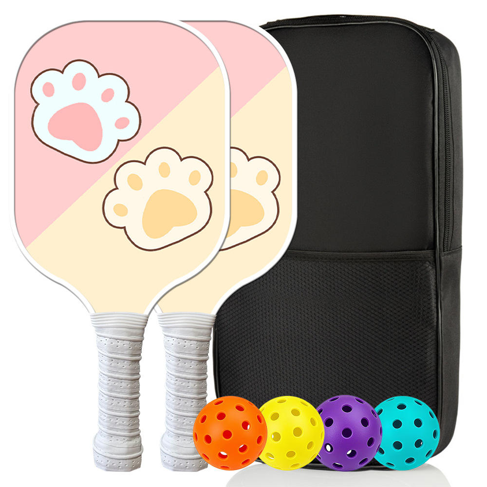 Bolso para 4 raquetas con diseño de patitas de gato y doble asa.