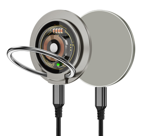 Chargeur sans fil magnétique intelligent pliable 15W avec anneau de protection Type C et support de téléphone pour <span class=keywords><strong>iPhone</strong></span>, montre, écouteurs et microphone - Product Image 1