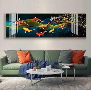 Pittura astratta <span class=keywords><strong>di</strong></span> porcellana <span class=keywords><strong>di</strong></span> cristallo <span class=keywords><strong>di</strong></span> pesce dorato <span class=keywords><strong>di</strong></span> lusso stampa HD moderna wall art design personalizzato decorazione della casa - Product Image 6