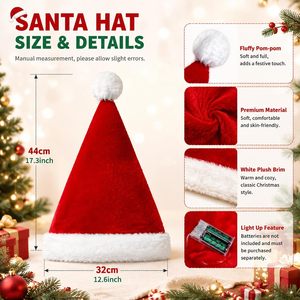 Fournitures de décoration de Noël en gros, chapeaux de Noël avec lumières, Gorra De Navidad, Weihnachten, chapeau du Père Noël, décorations de Noël - Product Image 4