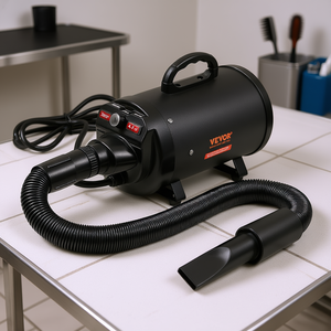 เครื่องเป่าขนสุนัข Vevor 2800W 4.3HP ปรับความเร็วและอุณหภูมิได้ สายยืดหดได้ สีดำ อุปกรณ์กรูมมิ่งสำหรับสุนัข - Product Image 2