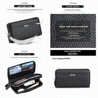 Dompet Pria Kulit PU Panjang, Kapasitas Besar, Resleting Ganda, Portabel, Tempat Ponsel, Tempat Kartu, Organizer Bisnis Sehari-hari
