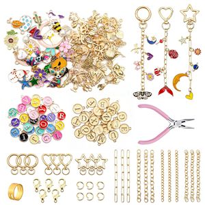 Kit de 286 Piezas para Hacer Joyería DIY de Aleación Esmaltada, Abalorios Coloridos, Colgantes de Letras, Accesorios para Hacer Llaveros con Herramientas - Product Image 4