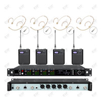 Precio al por mayor: Sistema de micrófono de karaoke UHF de alto rendimiento EIF Modelo AD4Q de 4 canales con auriculares y lavalier, para escenario, 1 año de garantía.