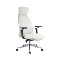 Fauteuil de Direction en Cuir Véritable avec Accoudoirs Pivotants et Roulettes, Chaise de Bureau Ergonomique Confortable et Moderne au Design Minimaliste