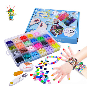 Kit de perles en argile polymère de haute qualité pour enfants, perles plates rondes multicolores en argile polymère pour la fabrication de bijoux - Product Image 5