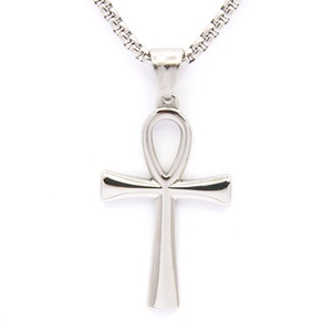 Collier pendentif croix Inca tendance en acier inoxydable argenté de haute qualité avec breloque pour homme, 7g, cadeau - Product Image 4