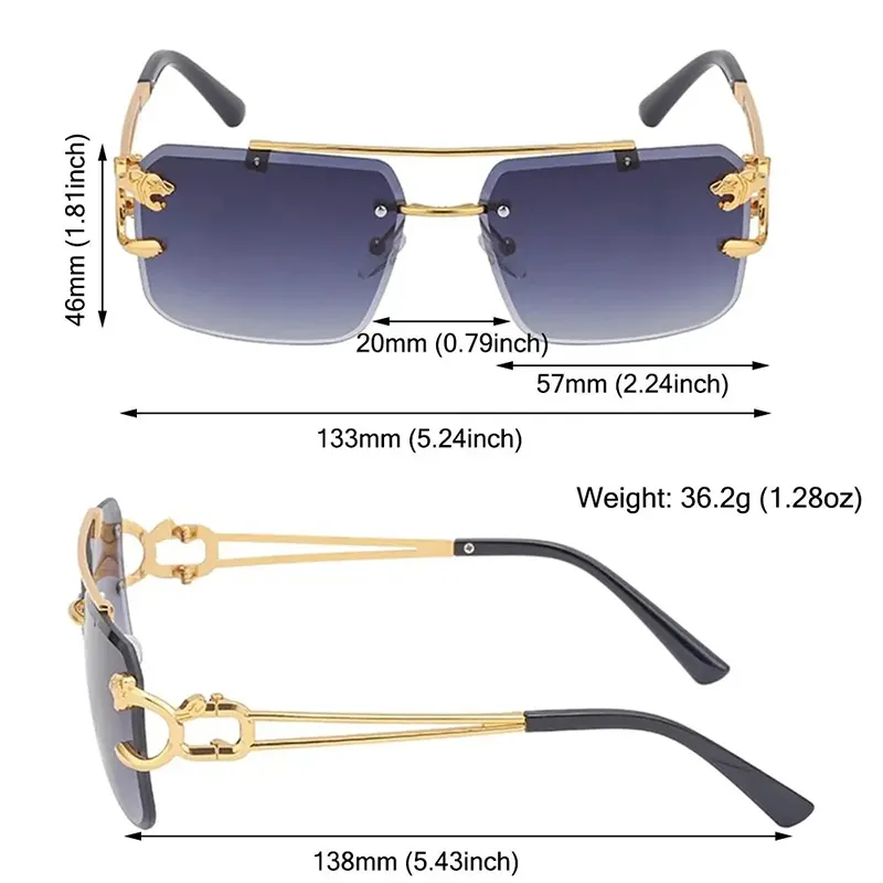 Kenbo Brillen Leopard randlose Sonnenbrille 2024 neuer Artikel Stil quadratische Sonnenbrille Unisex für Herren und Damen
