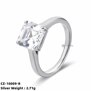厂家价格高品质奢华立方锆石订婚戒指珠宝礼品925纯银女性戒指