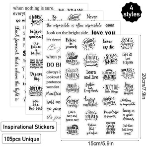 Custom Personalized Inspirational 4 Sheets Self-Adhesive Label Stickers Transparent Vinyl Sheet with Logo for <b>Scrapbook</b> - Product Image 1