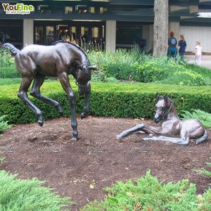 Sculpture de cheval en bronze YOUFINE pour la décoration de parc, mère et <span class=keywords><strong>poulain</strong></span>, statue pour jardin - Product Image 3