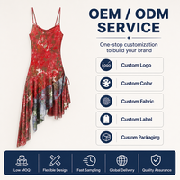 Vestido Midi Personalizado para Mujer, Estilo Vintage de Verano, Cintura Imperio, Escote Corazón, Tirantes Finos, Chifón, Estampado Floral Digital, Borlas y Volantes, ODM