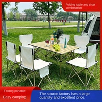 Ensemble de table et de chaises pliantes en aluminium pour l'extérieur, kit de pique-nique portable pour le camping, avec 4 sièges