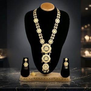 Wholesale 14K 18K 24K Gold Plated Fashion <b>Necklaces</b> Traditional <b>Long</b> Jewelry Set Gold Filled Floral Design <b>Long</b> Jewelry Set - Product Image 5