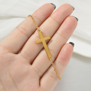 Stainless Steel Unisex <b>Couple</b> <b>Bracelet</b> with Cross Pendant Trendy Custom Kit for Anniversary Occasion - Product Image 4