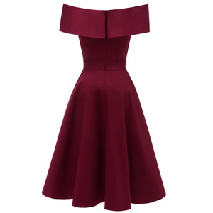 Abito Sexy Monocolore con Spalle Scoperte, Elegante Stile Vintage per Feste di Capodanno e <span class=keywords><strong>Natale</strong></span>, Taglie Forti, Stile Hepburn - Product Image 4