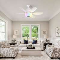 Ventilateur de Plafond LED Moderne avec Lumière, Tête Mobile, Intensité Variable Intelligente, Ampoule Rotative à 360° E27 et Télécommande pour Décoration Intérieure