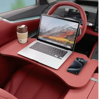 Plateau de bureau mobile pour Tesla Model 3/Y, bureau pliable en cuir pour volant et organisateur de table à manger côté passager
