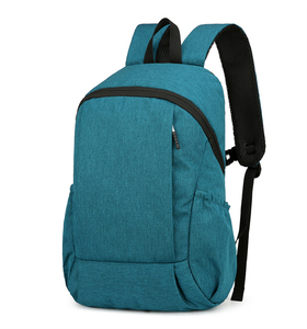 Sac à dos décontracté bleu sarcelle en tissu chiné avec fermeture éclair noire et poches latérales pour l'école, le <span class=keywords><strong>travail</strong></span>, les voyages, hommes, femmes, université - Product Image 3