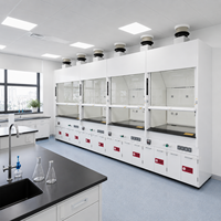 Hotte de laboratoire chimique entièrement en acier avec volet coulissant, conduit de ventilation et armoires de base intégrées