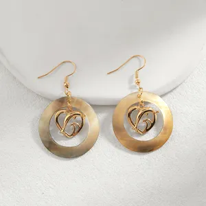 Creative 18k gold cute Dolphin Heart hawaii mop vintage earring women drop retro earrings jewelry