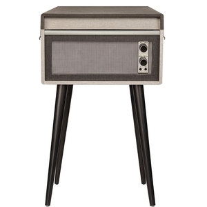 รองรับ <span class=keywords><strong>usb</strong></span>/tf/fm/bluetooth ดีไม้และผ้า MDF พร้อมลำโพงไวนิลหนัง PU เครื่องเล่นแผ่นเสียงออลอินวันพร้อมขาแข็ง - Product Image 5