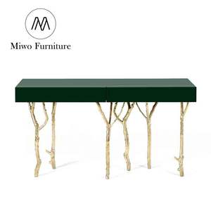 Miwo meubles <span class=keywords><strong>de</strong></span> luxe Villa <span class=keywords><strong>maison</strong></span> conception spéciale <span class=keywords><strong>de</strong></span> haute qualité en bois massif plateau en laiton Base salon entrée <span class=keywords><strong>couloir</strong></span> Console Table - Product Image 2