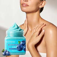 AESTHTANY Blueberry Scrub 450g/15.87oz, Scrub Tubuh Alami untuk Eksfoliasi dan Mencerahkan, Kosmetik untuk Menghaluskan Wajah dan Tubuh