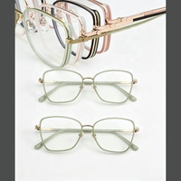 Nueva Llegada, Diseño Único, Monturas de Gafas Elegantes de Metal para Mujer, Bloqueo de Luz Azul, Monturas de Gafas Ópticas CR39