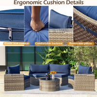 Canapé d'extérieur modulable en rotin tressé demi-lune pour jardin et terrasse