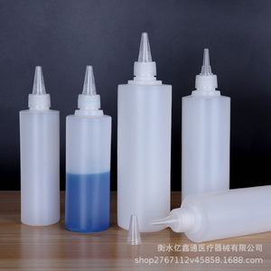 ขวดพลาสติกพีอีแบบกึ่งโปร่งแสง 100 ขวด ขนาด 500 มล. พร้อมฝาปลายแหลมสำหรับบรรจุสี หมึก และของเหลว - Product Image 1