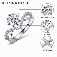 Bague unique à bande fendue avec diamant de laboratoire 1,5 carat D VVS2, tige entrelacée pavée, en or 9K 10K 14K 18K, bijoux de luxe pour femme