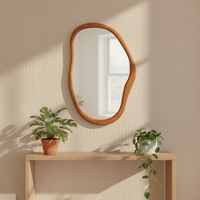 Grand miroir mural moderne en bois massif avec cadre en caoutchouc, 180x100CM, couleur noyer, pour la maison