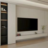 Meuble mural TV intégré en bois, bureau multifonctionnel, unité de rangement pour salon, mobilier moderne minimaliste et écologique pour la maison