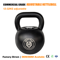 TOPTONS - Kettlebell Ajustable de 32 kg con Recubrimiento Electrostático en Negro y 7 Placas de Cambio Plateadas Cromadas